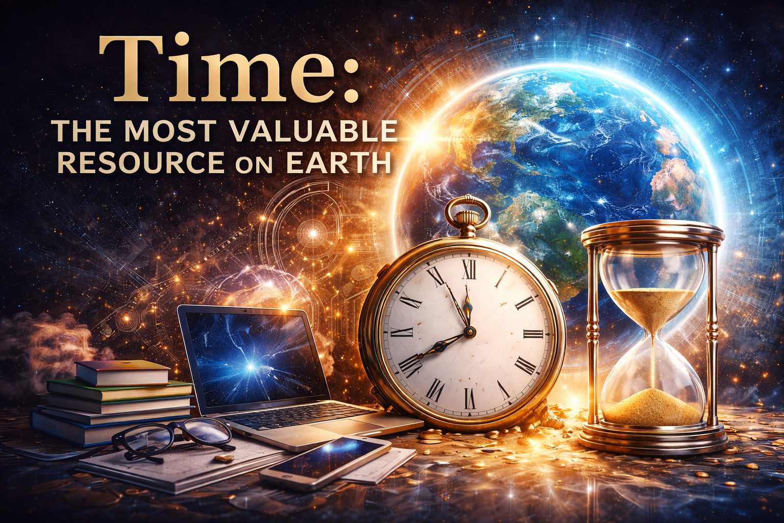 Clock symbolizing time as the most valuable and non-renewable resource in human life