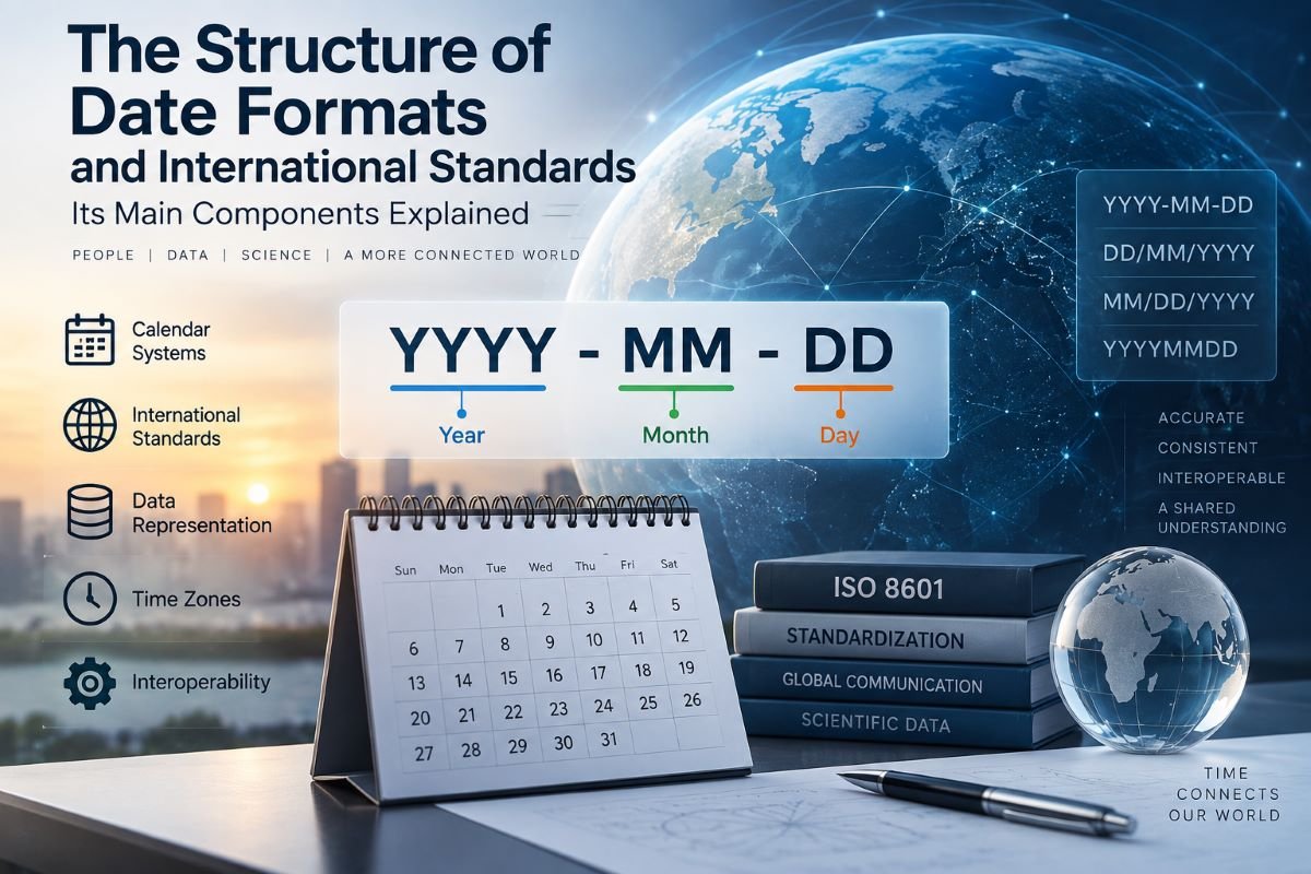 Structure of date formats showing year month day and international standards
