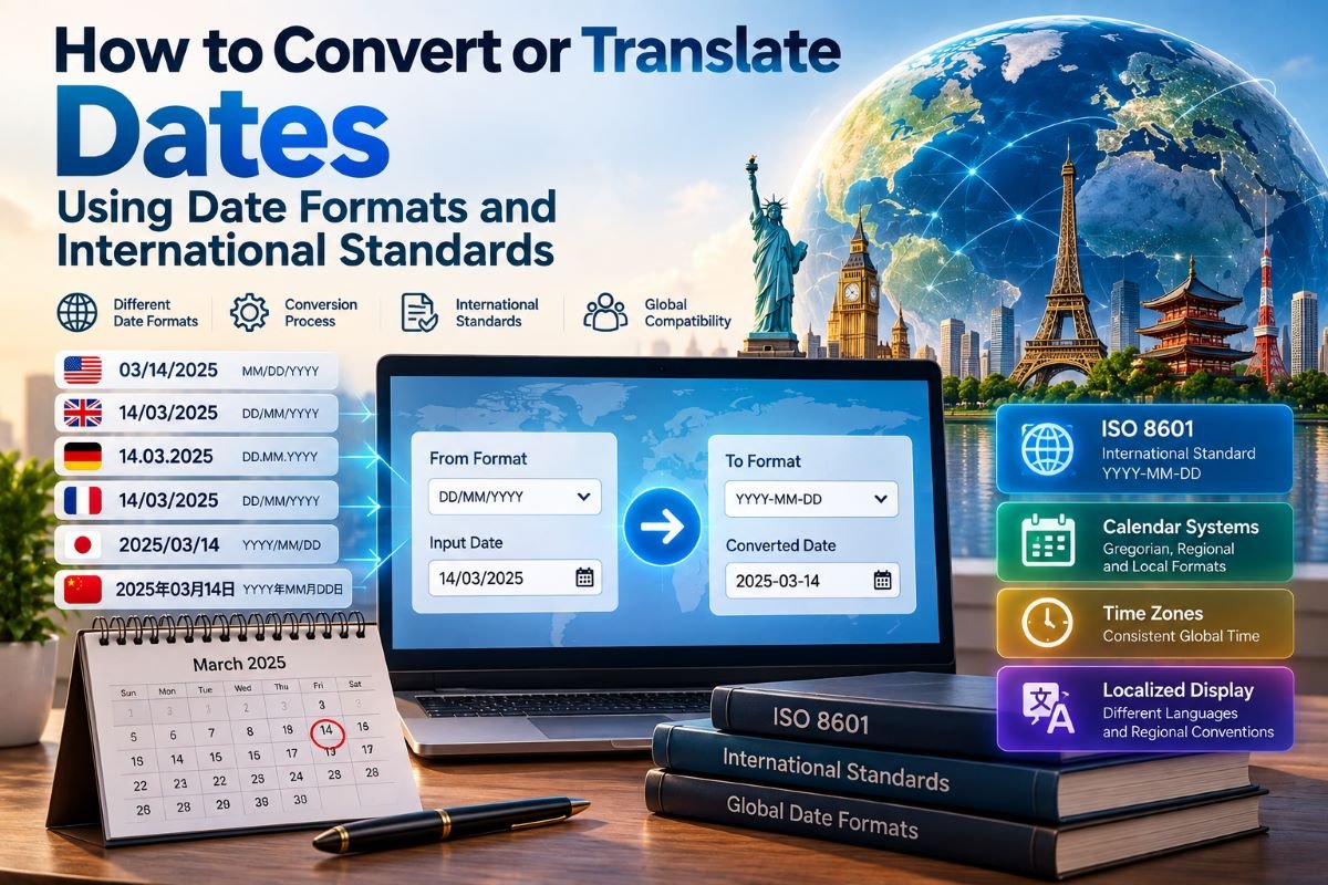 Converting dates between international formats and standards